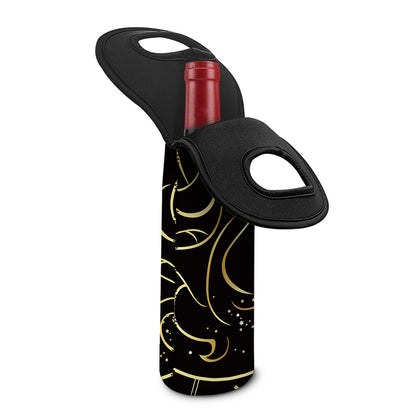 Gold And Black Gemini Sign Print Single Neoprene Wine Tote