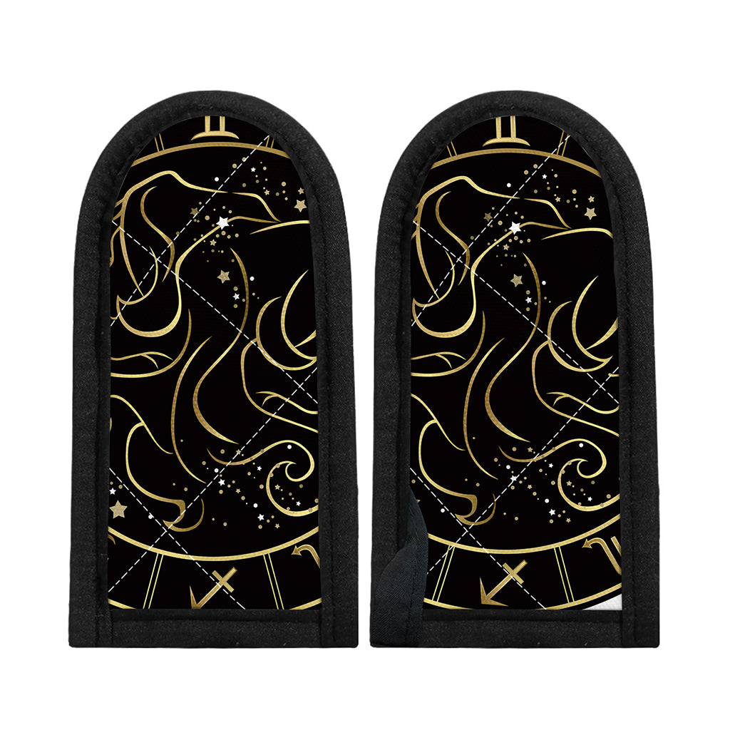 Gold And Black Gemini Sign Print Skillet Handle Cover