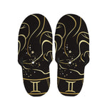 Gold And Black Gemini Sign Print Slippers