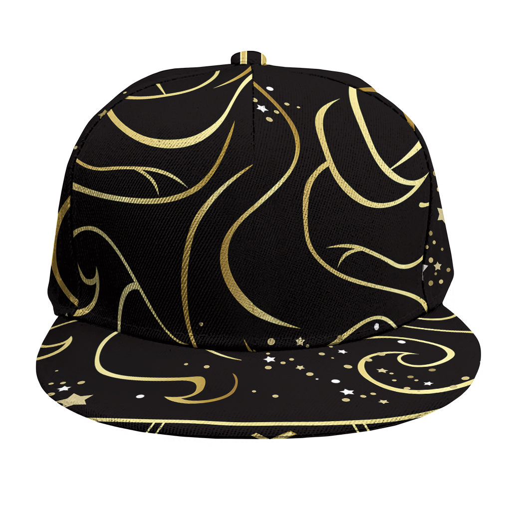 Gold And Black Gemini Sign Print Snapback Cap