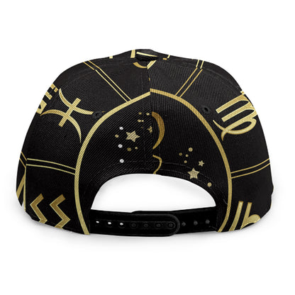 Gold And Black Gemini Sign Print Snapback Cap