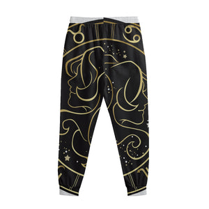 Gold And Black Gemini Sign Print Sweatpants