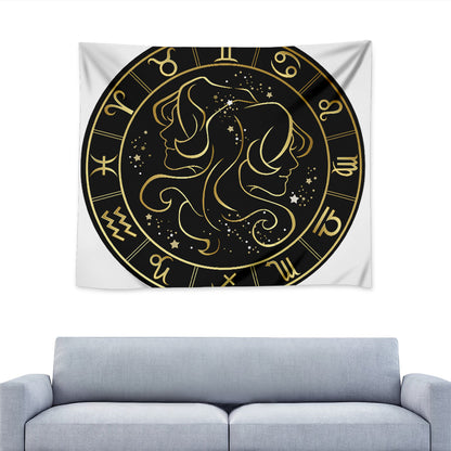 Gold And Black Gemini Sign Print Tapestry