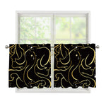 Gold And Black Gemini Sign Print Tier Curtains