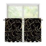 Gold And Black Gemini Sign Print Tier Curtains