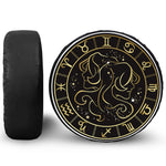 Gold And Black Gemini Sign Print Tire Cover