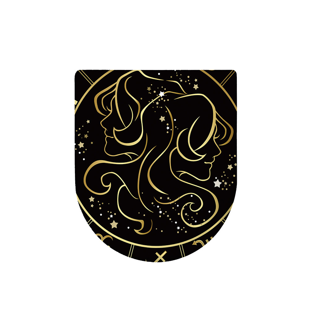 Gold And Black Gemini Sign Print Toilet Lid Cover