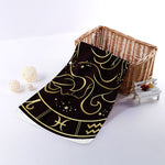 Gold And Black Gemini Sign Print Towel