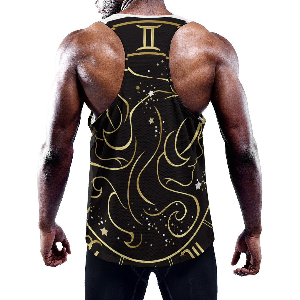 Gold And Black Gemini Sign Print Training Tank Top