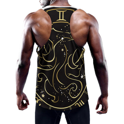 Gold And Black Gemini Sign Print Training Tank Top