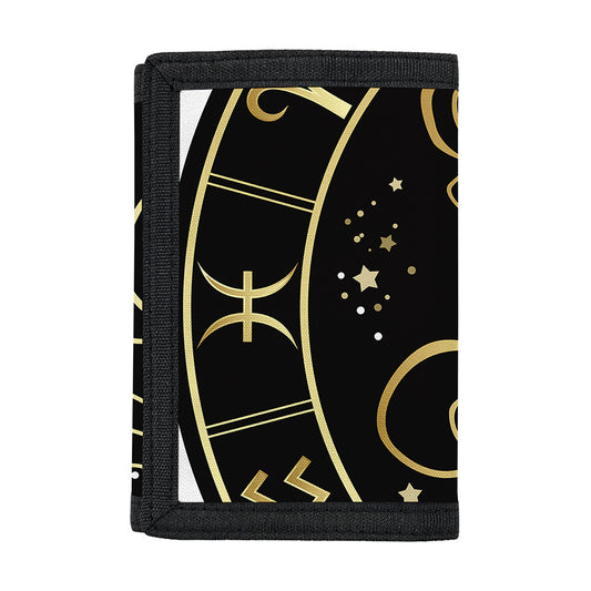 Gold And Black Gemini Sign Print Trifold Wallet