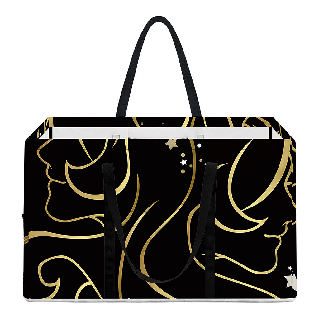 Gold And Black Gemini Sign Print Utility Tote Bag