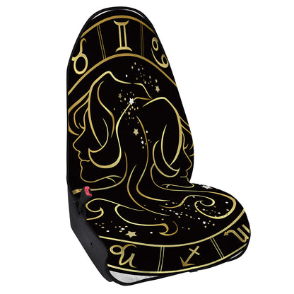 Gold And Black Gemini Sign Print Waterproof Car Seat Cover