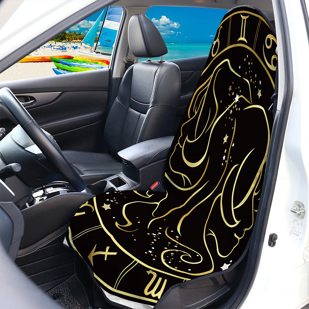 Gold And Black Gemini Sign Print Waterproof Car Seat Cover