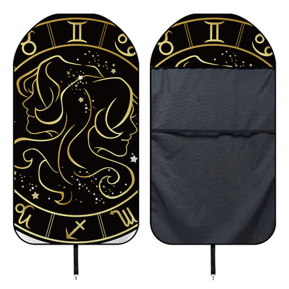 Gold And Black Gemini Sign Print Waterproof Car Seat Cover