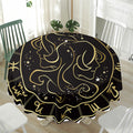 Gold And Black Gemini Sign Print Waterproof Round Tablecloth