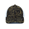 Gold And Black Gemini Sign Print White Mesh Trucker Hat