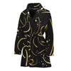 Gold And Black Gemini Sign Print Women's Bathrobe