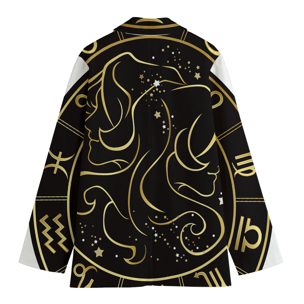 Gold And Black Gemini Sign Print Women's Blazer