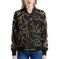 Gold And Black Gemini Sign Print Women's Bomber Jacket