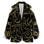 Gold And Black Gemini Sign Print Women's Cotton Blazer