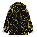 Gold And Black Gemini Sign Print Women's Cotton Blazer