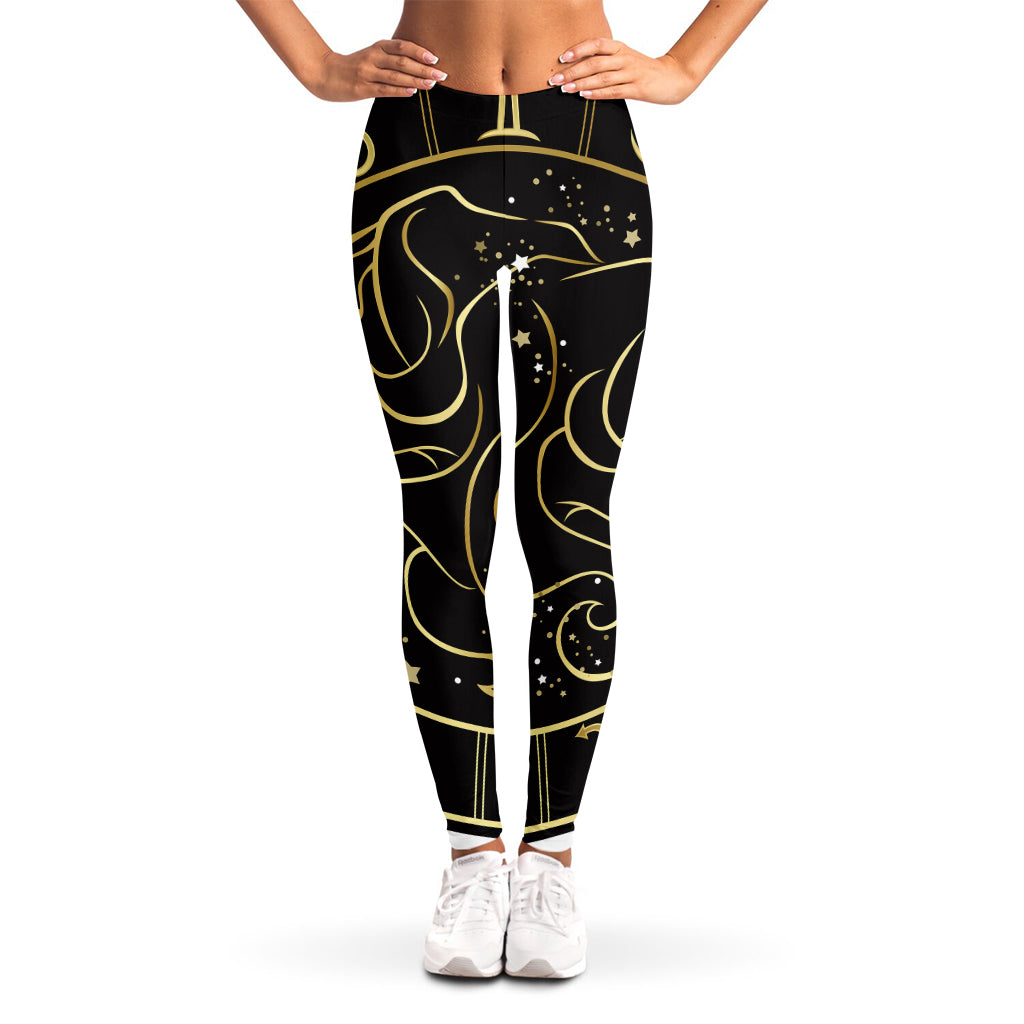 Gold And Black Gemini Sign Print Women's Leggings