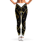 Gold And Black Gemini Sign Print Women's Leggings