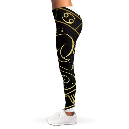 Gold And Black Gemini Sign Print Women's Leggings