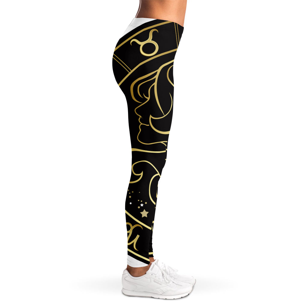 Gold And Black Gemini Sign Print Women's Leggings