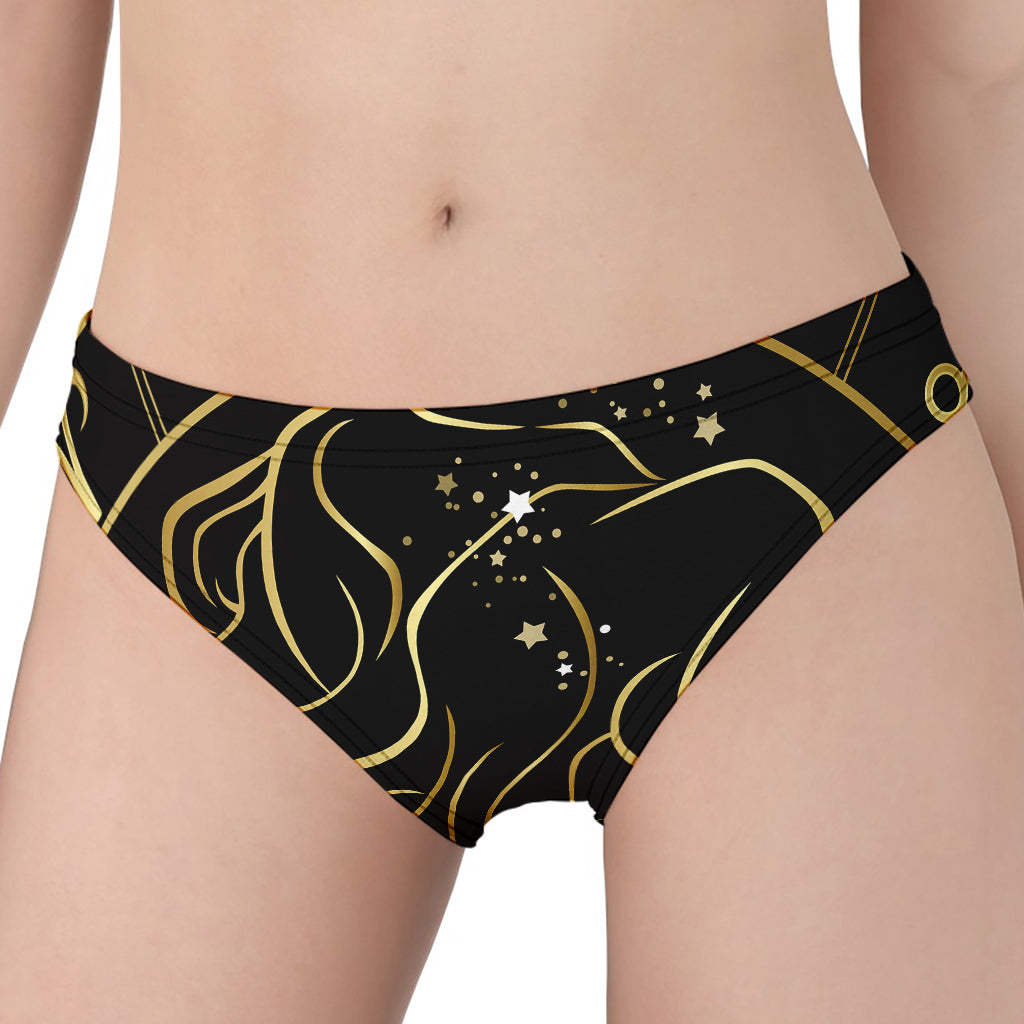 Gold And Black Gemini Sign Print Women's Panties