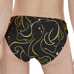 Gold And Black Gemini Sign Print Women's Panties