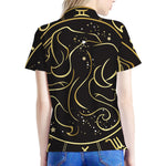 Gold And Black Gemini Sign Print Women's Polo Shirt