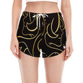 Gold And Black Gemini Sign Print Women's Split Running Shorts