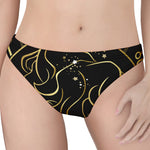 Gold And Black Gemini Sign Print Women's Thong