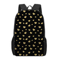 Gold And Black Heart Pattern Print 17 Inch Backpack