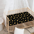 Gold And Black Heart Pattern Print Baby Crib Sheet
