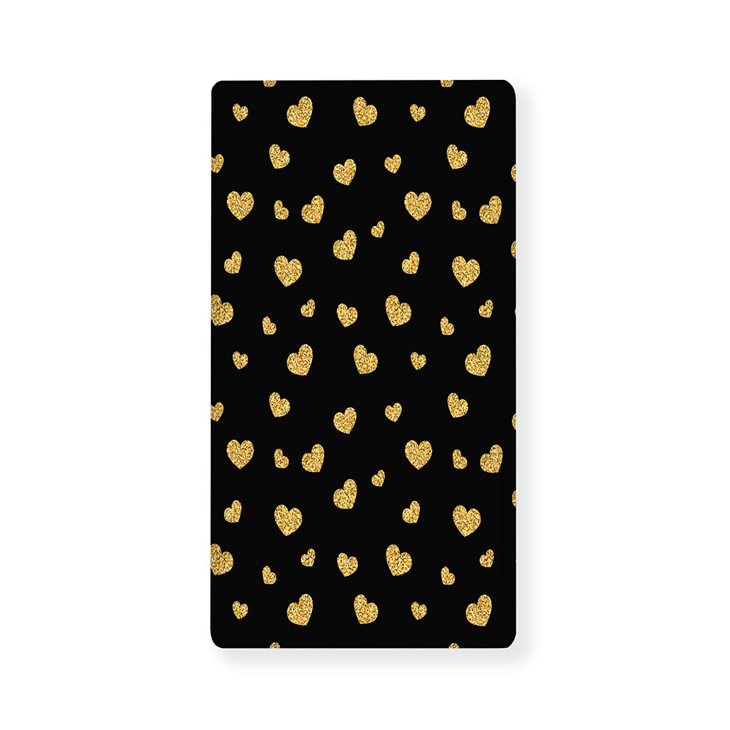 Gold And Black Heart Pattern Print Baby Crib Sheet