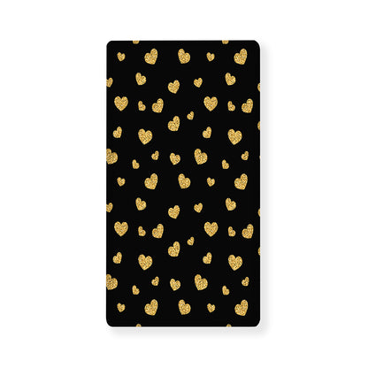 Gold And Black Heart Pattern Print Baby Crib Sheet