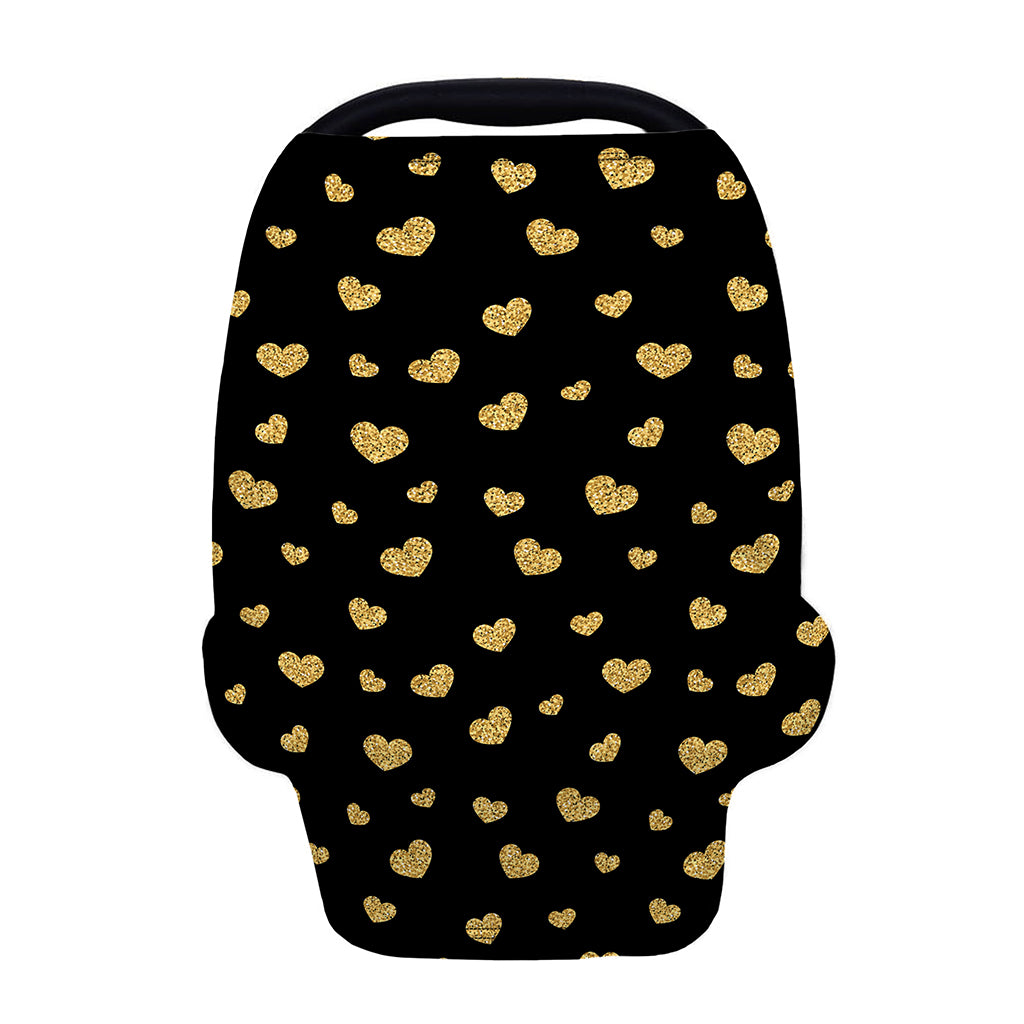 Gold And Black Heart Pattern Print Baby Seat Cover