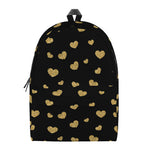 Gold And Black Heart Pattern Print Backpack