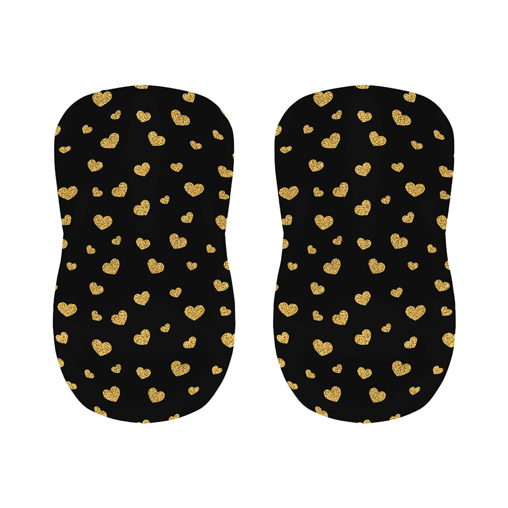 Gold And Black Heart Pattern Print Bar Stool Covers