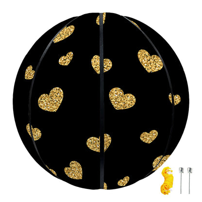 Gold And Black Heart Pattern Print Basketball
