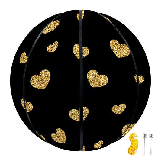 Gold And Black Heart Pattern Print Basketball