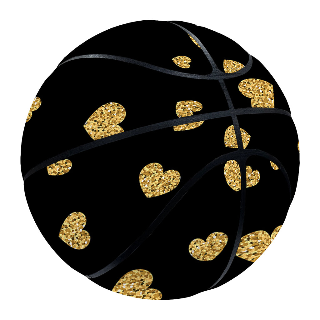 Gold And Black Heart Pattern Print Basketball