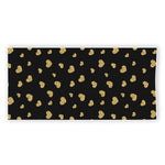 Gold And Black Heart Pattern Print Beach Towel