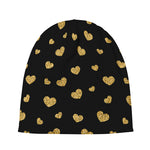 Gold And Black Heart Pattern Print Beanie