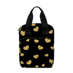 Gold And Black Heart Pattern Print Bible Tote Bag