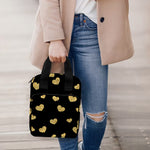 Gold And Black Heart Pattern Print Bible Tote Bag