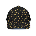 Gold And Black Heart Pattern Print Black Mesh Trucker Hat